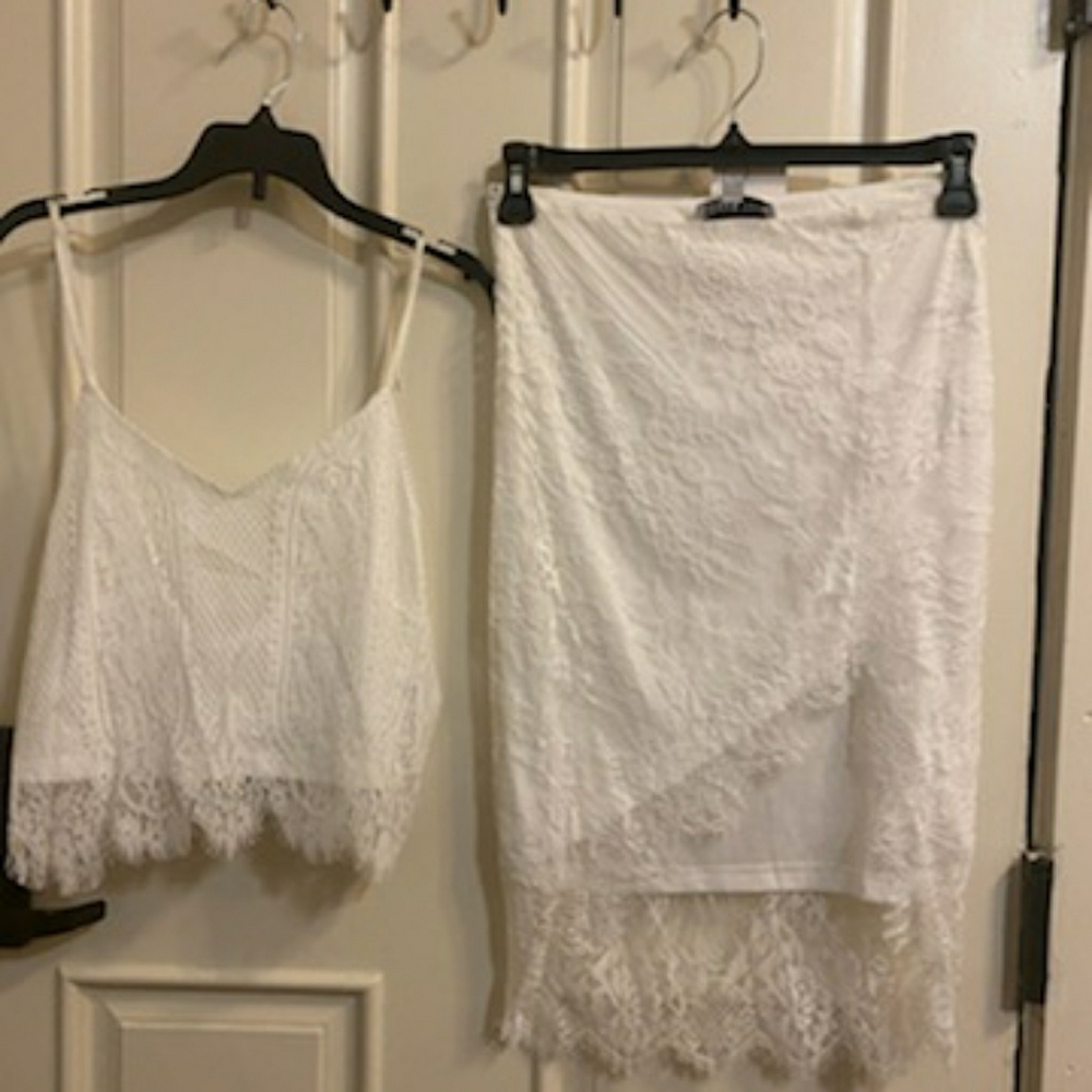 NEW White lace Cami Skirt set w/tags